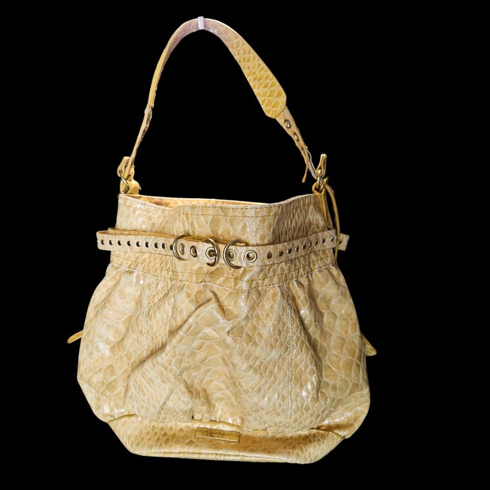 Jessica Simpson embossed croc/snake texture shoulder bag in warm honey/tan tone